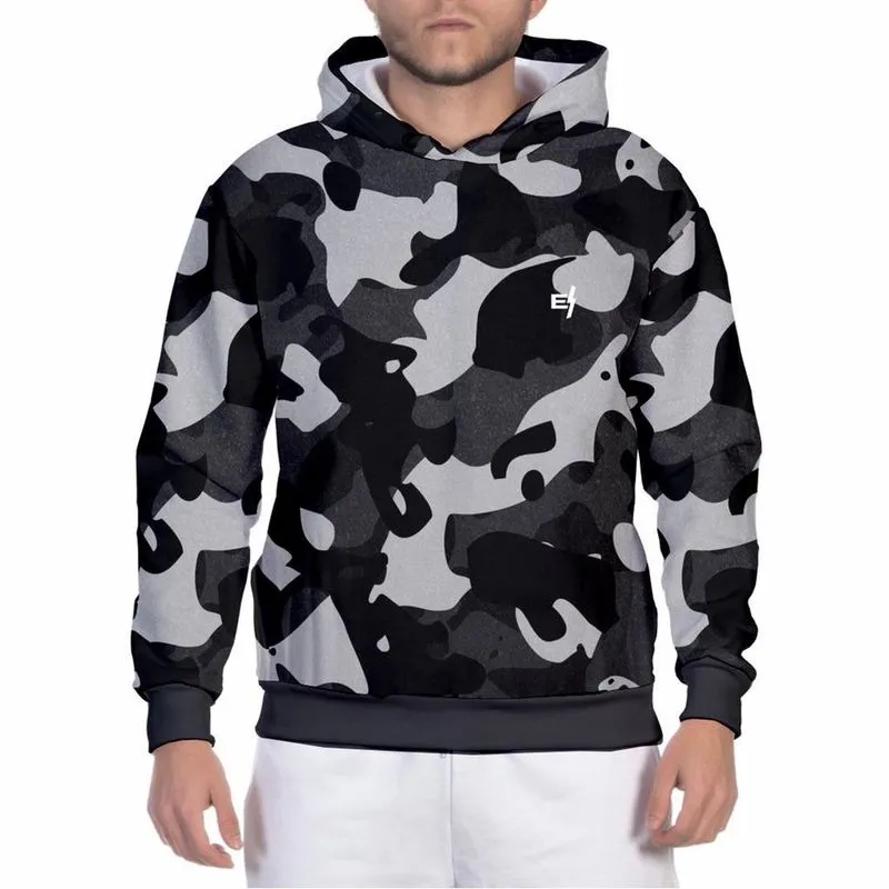 Moletom Masculino Camuflado Blusa de Frio Com Capuz Flanelada Com bolsos laterais