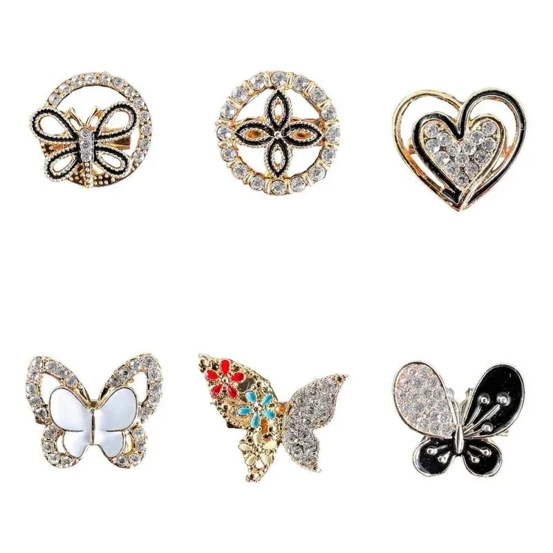 6 Peças Mini Broche Sortidos Strass Delicado
