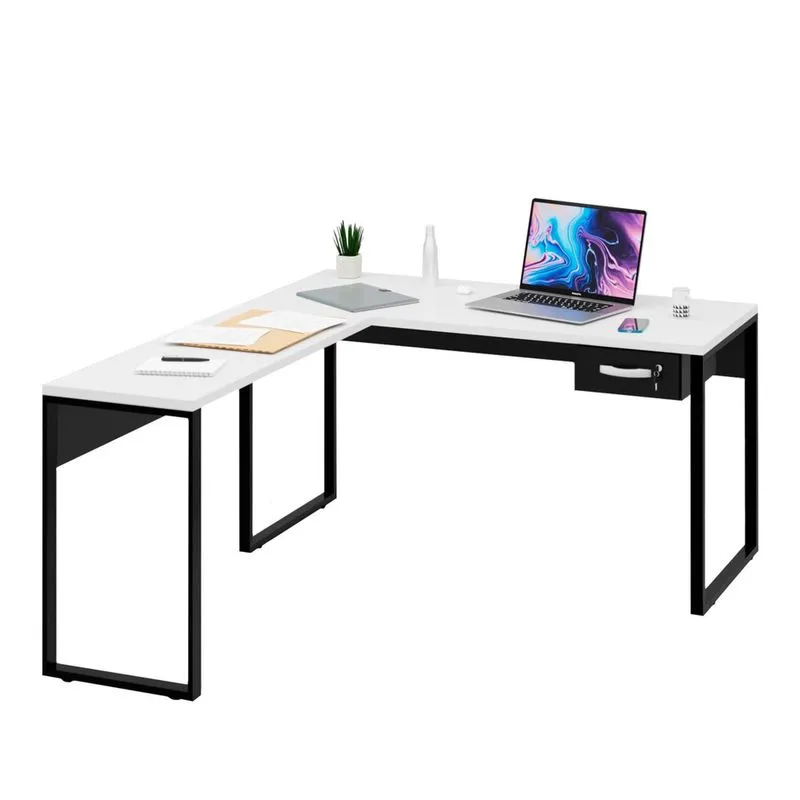 Mesa De Canto Escrivaninha Em L Industrial 1,50x1,50 C/Gav NetMobil Mesa De Canto Em L Industrial 1,50x1,50 C/gav Tpo 25mm Maciço