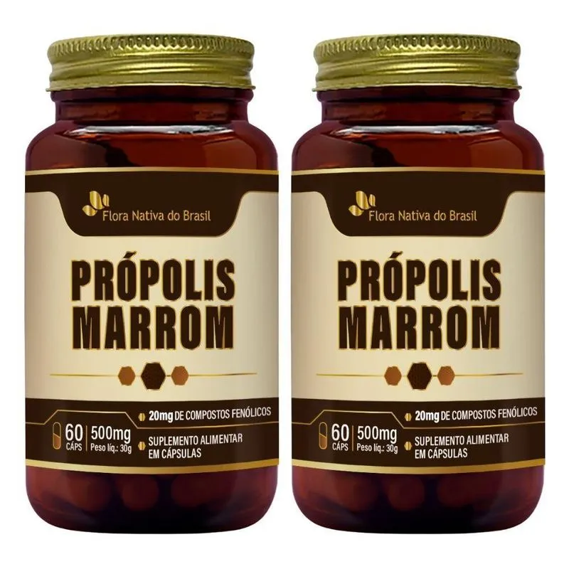 Kit 2x Própolis Marrom 500mg 60 Cápsulas - Flora Nativa