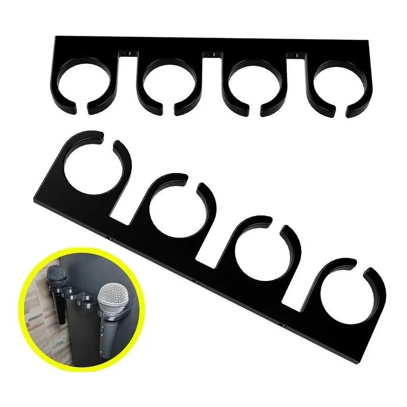 10x Suporte Para Microfone De Fixação Parede Descanso 4 Mic