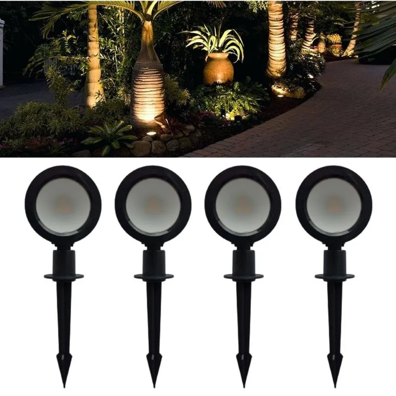 4 Luminárias Espeto Estaca Led Smd Base Ajustável 3w Luz