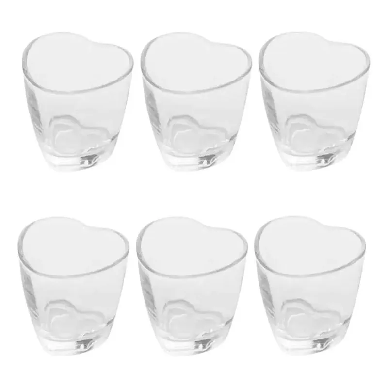 10x 6 Mini Copos Coração Dose Shot Aperitivo Vidro 50ml 5cm
