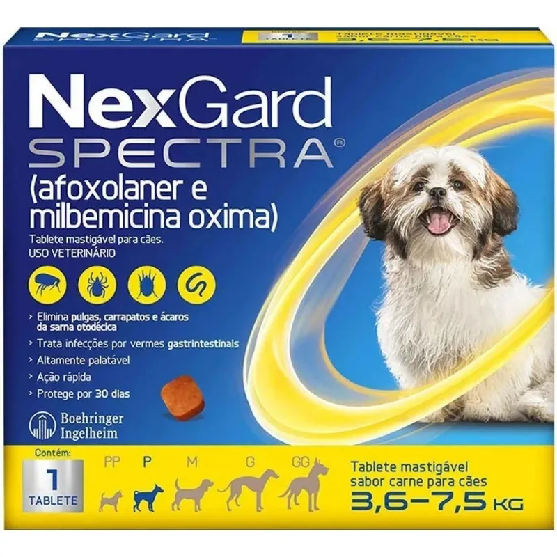 2x Nexgard Spectra Antipulgas E Vermífugo Cães 3,6kg A 7,5kg