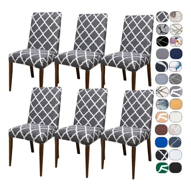 Kit 6 Capas Cadeira Jantar Tecido Importado Spandex Elást Lu