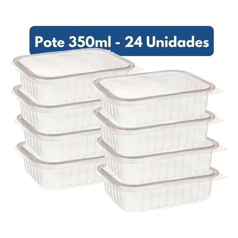 5x Pote Descartável 350ml Tampa Freezer Microondas Marmita