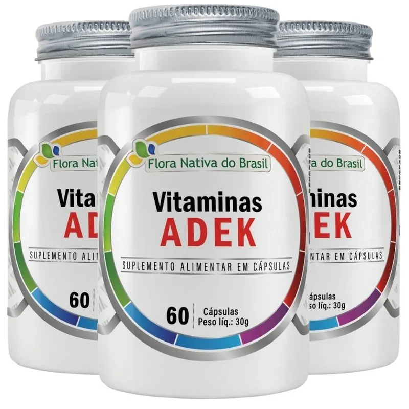 Kit 3x Vitaminas ADEK - 60 Cápsulas - Flora Nativa