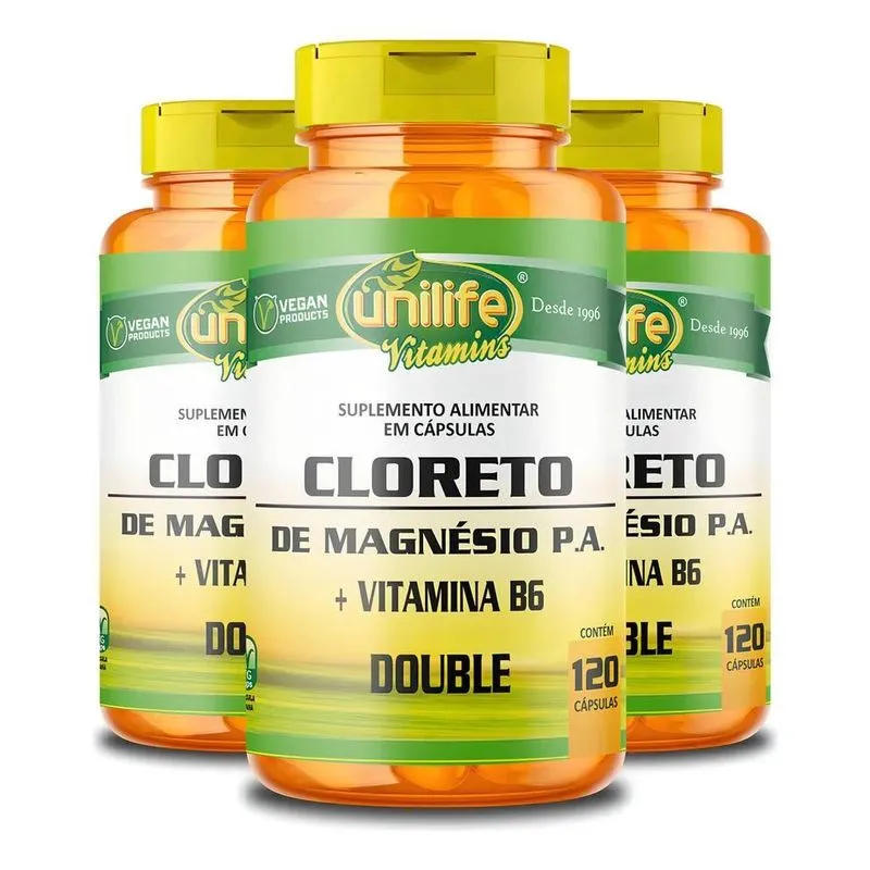 Kit 3 Cloreto De Magnésio 810mg Unilife 120 Cápsulas Sabor S