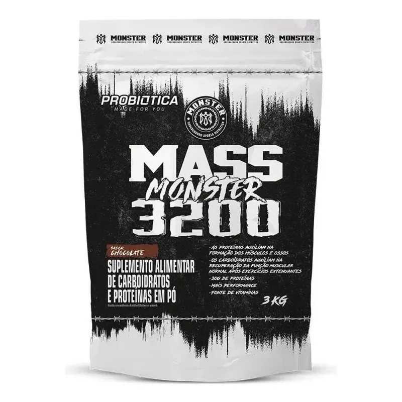 5x Hipercalórico Mass Monster 3200 Chocolate Probiótica Refi