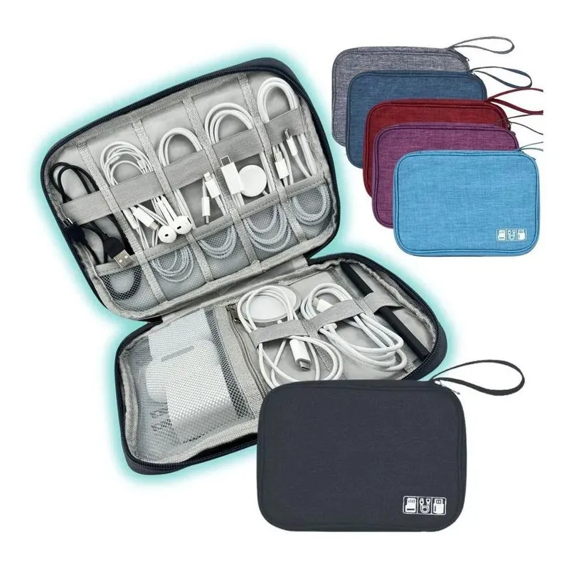 5x Bolsa Organizadora Cabo Carregador Fio Case Porta Relogio
