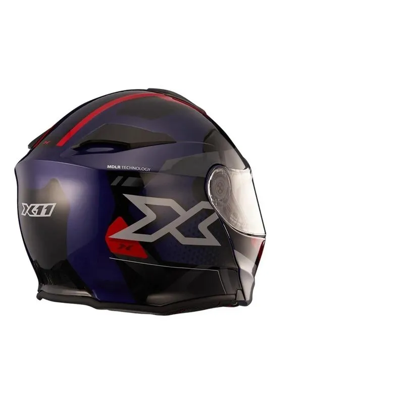 Capacete X11 Articulado Turner Prisma - Azul/vermelho - 58