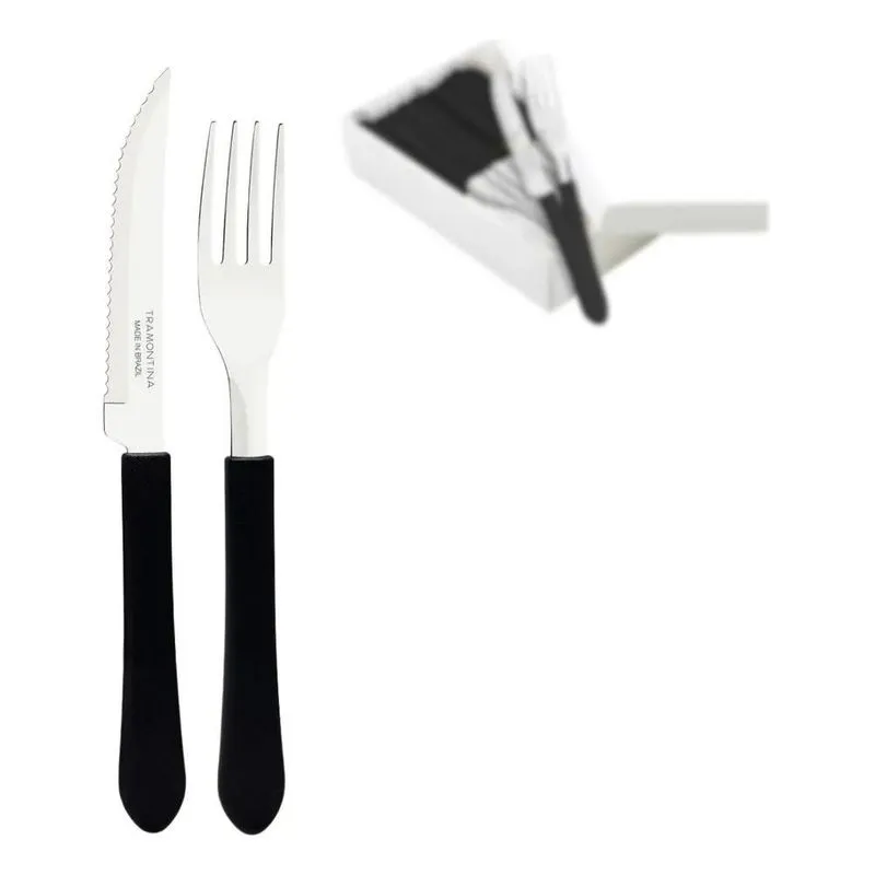 5x Kit Restaurante 6 Garfos + 6 Facas 12 Talheres Tramontina