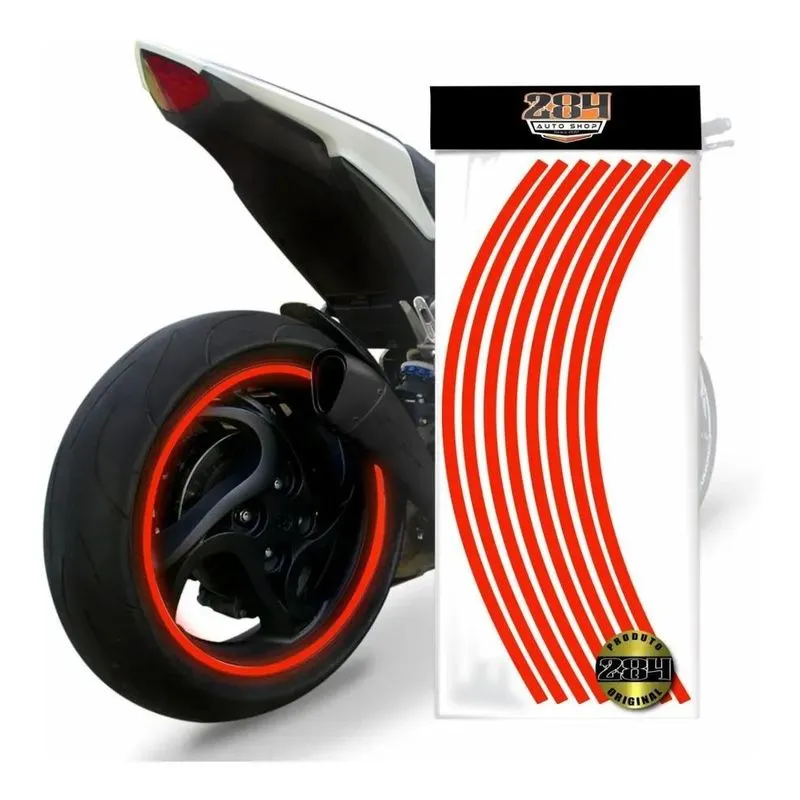 5x Friso Refletivo Vermelho Azul Preto Branco Roda Moto Carr