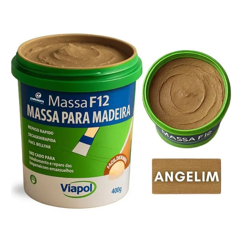 Massa F12 De Calafetar E Correção Madeira Viapol 400g Angel