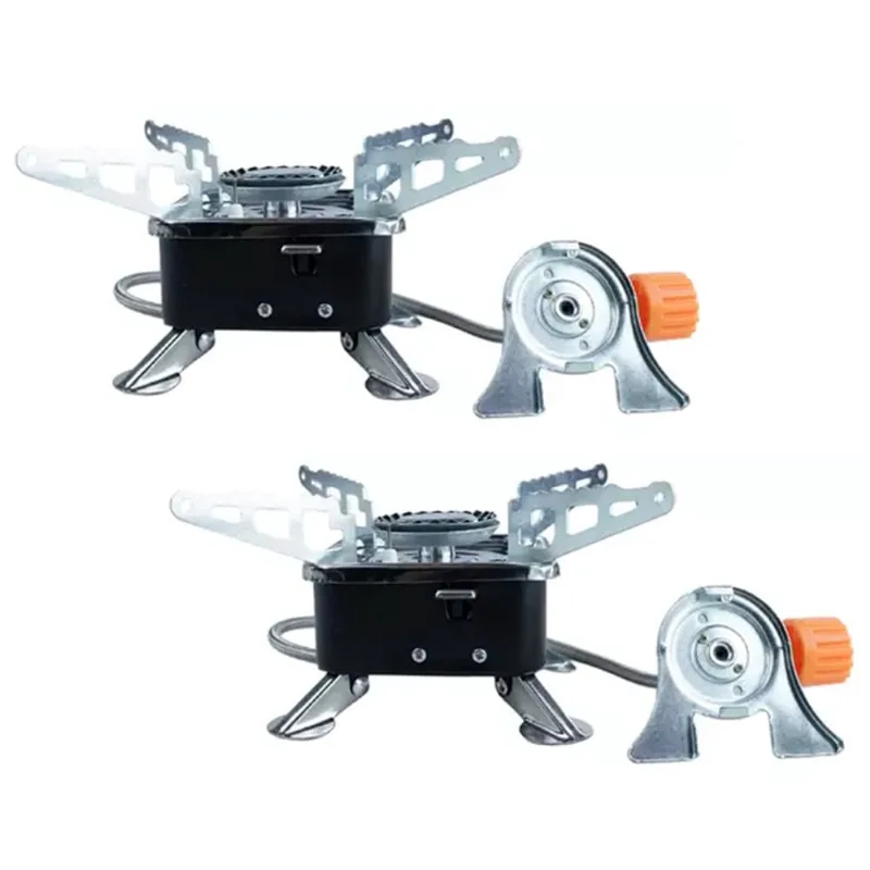 Kit 2 Fogareiro Átomo em Aço Inox Com Controle De Chama Ignição Eletrônica FogoCozinha Camping ntk
