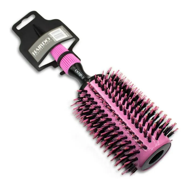 10x Escova Cabelo Redonda Cerdas Duplas Profissional Rosa 4
