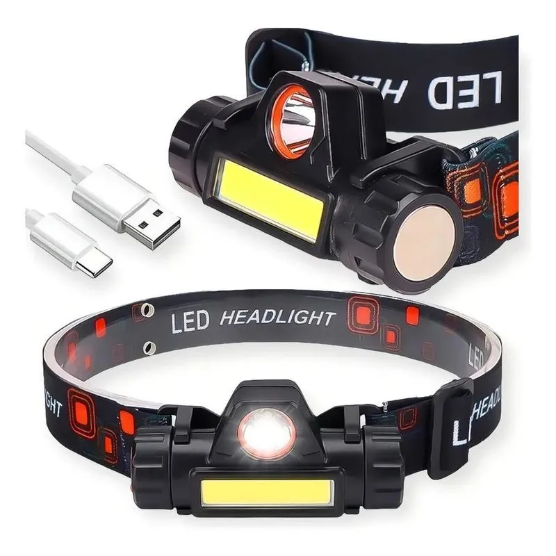 10x Lanterna Cabeça Capacete Recarregavel Led T6 Forte + Le