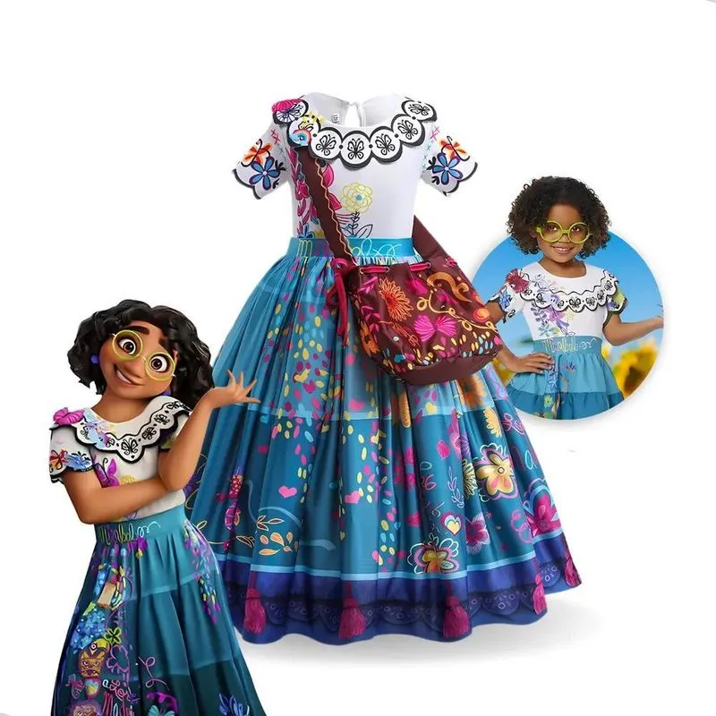 10x Fantasia Mirabel Encanto Vestido Infantil Disney + Bolsa