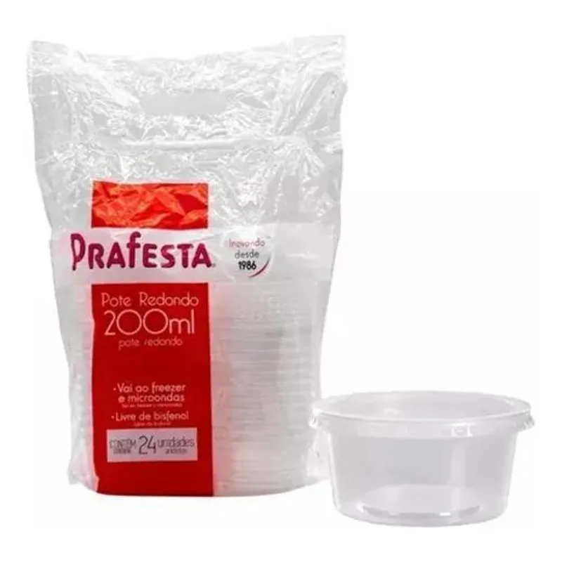 3x Pote Descartável Redondo 200ml Freezer Microondas C/tp 48