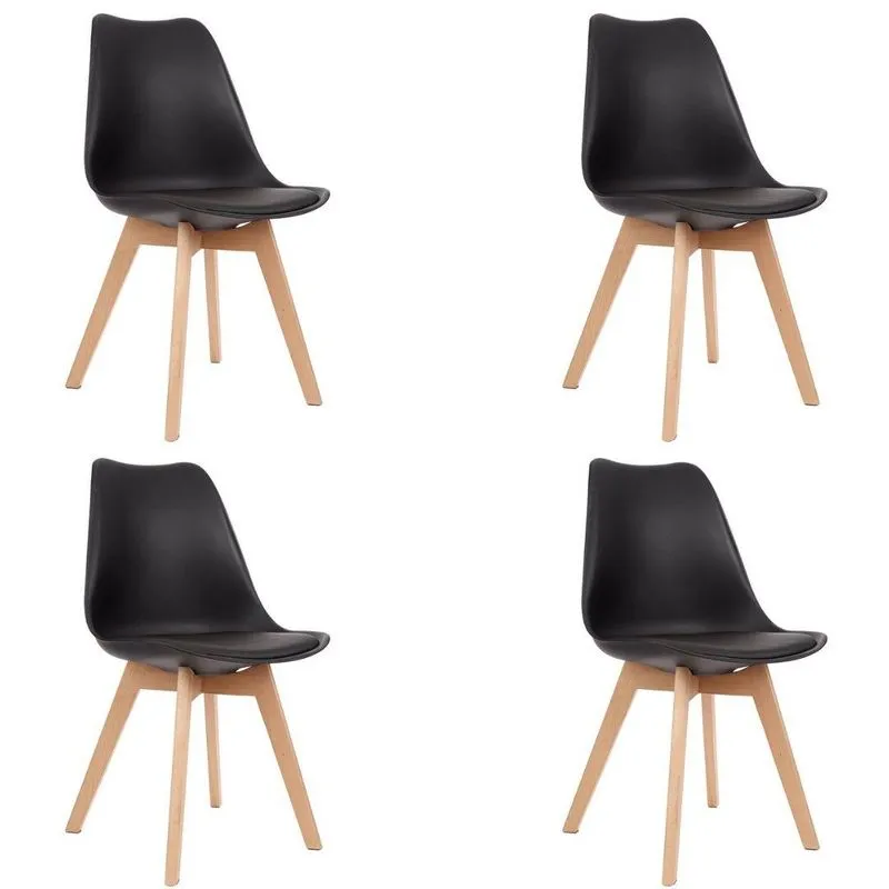 Kit 4 Cadeiras De Design Tulip - Preto