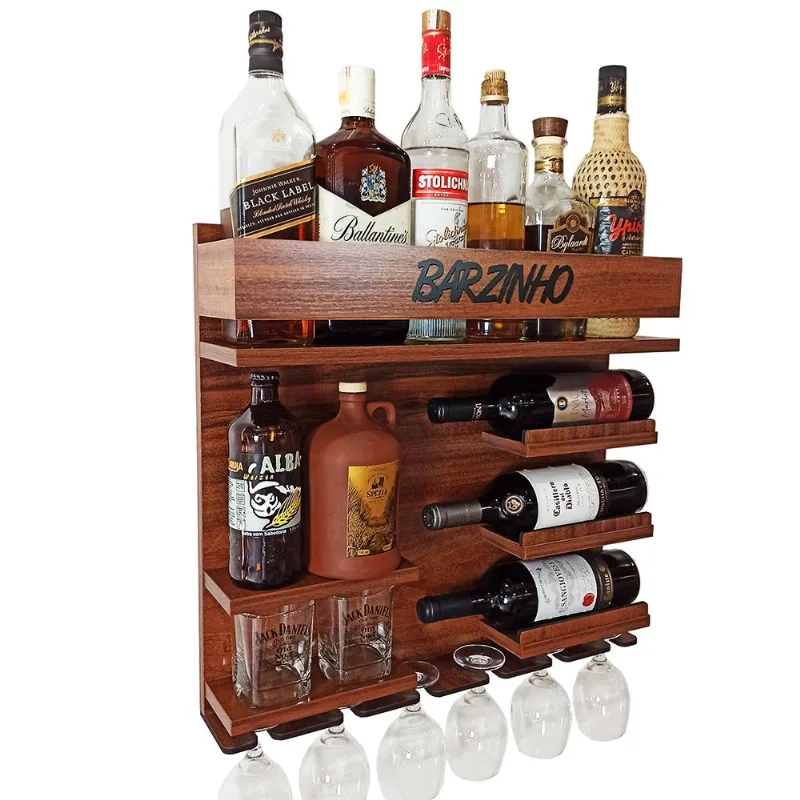 Barzinho De Parede Com Adega Whisky Bacardi Gin Barzinho Imbuia