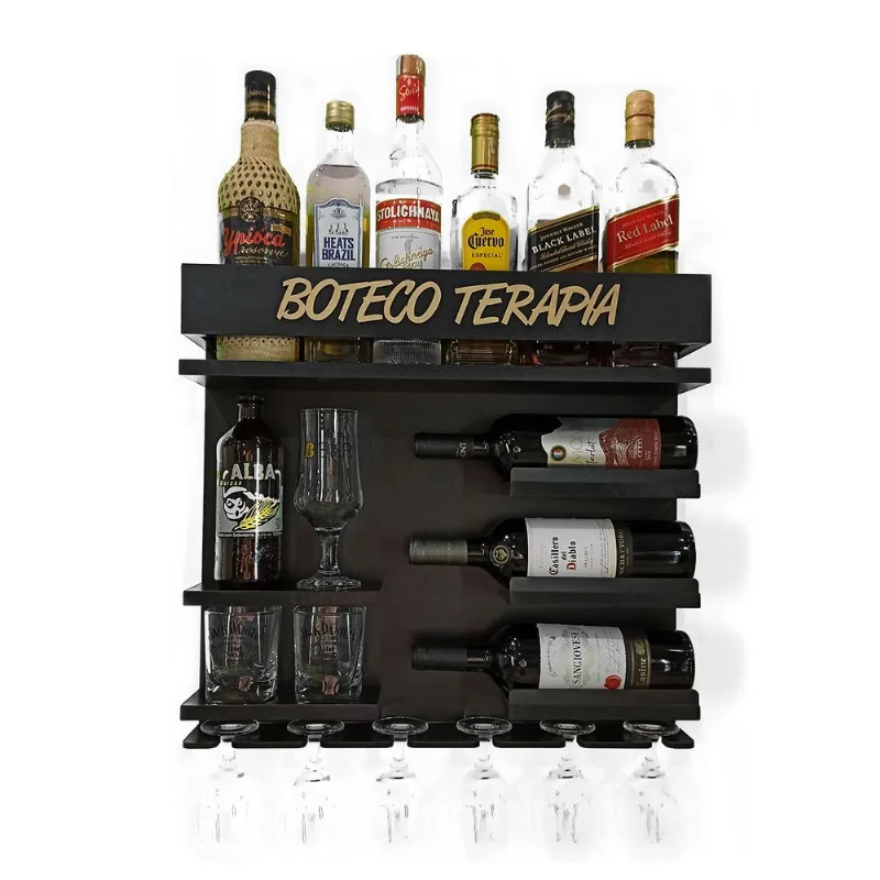 Barzinho Com Adega De Vinho Luxo Oferta - Boteco Terapia Preto