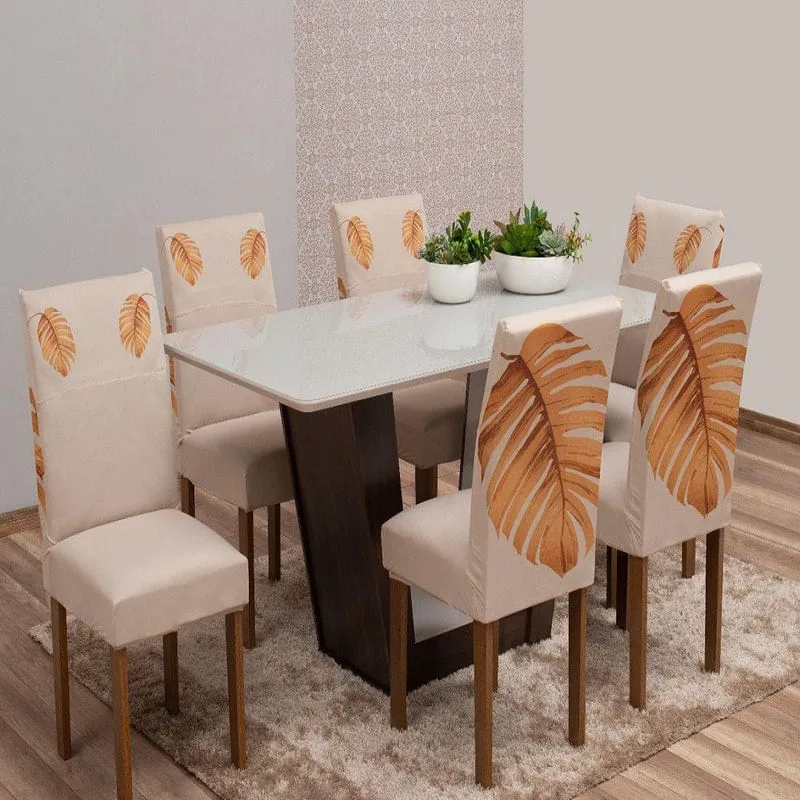 Kit Com 4 Capa Para Cadeiras Jantar Paris Estampa 5 Bege