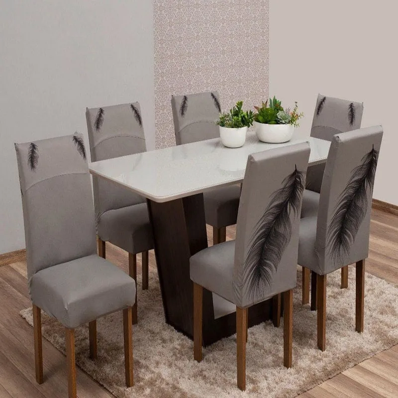 Kit Com 6 Capa Para Cadeiras Jantar Paris Estampa 7 Cinza