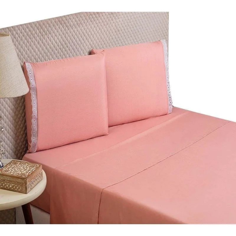 Jogo De Lençol Home Microfibra Cama Queen 3 Peças Rosê