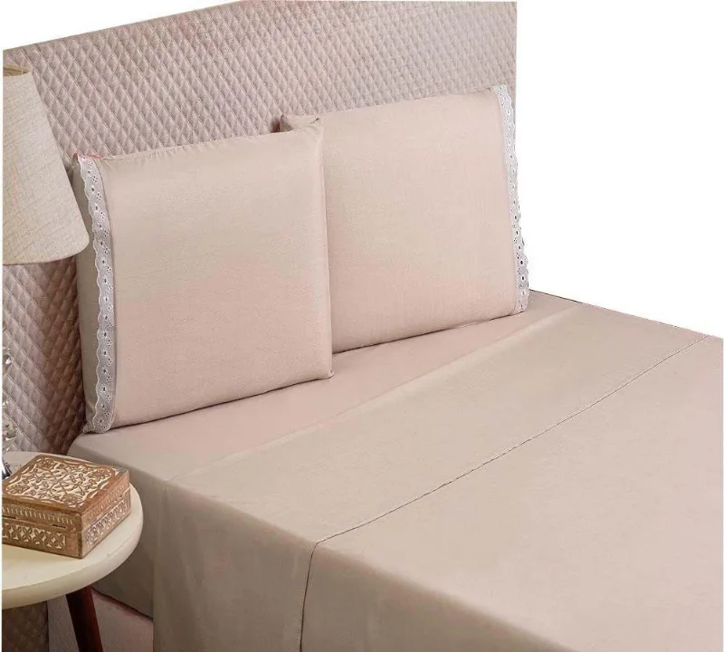 Jogo De Lençol Home Microfibra Cama Solteiro 2 Peças Bege