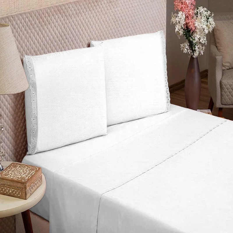 Jogo De Lençol Home Microfibra Cama Solteiro 2 Peças Branco