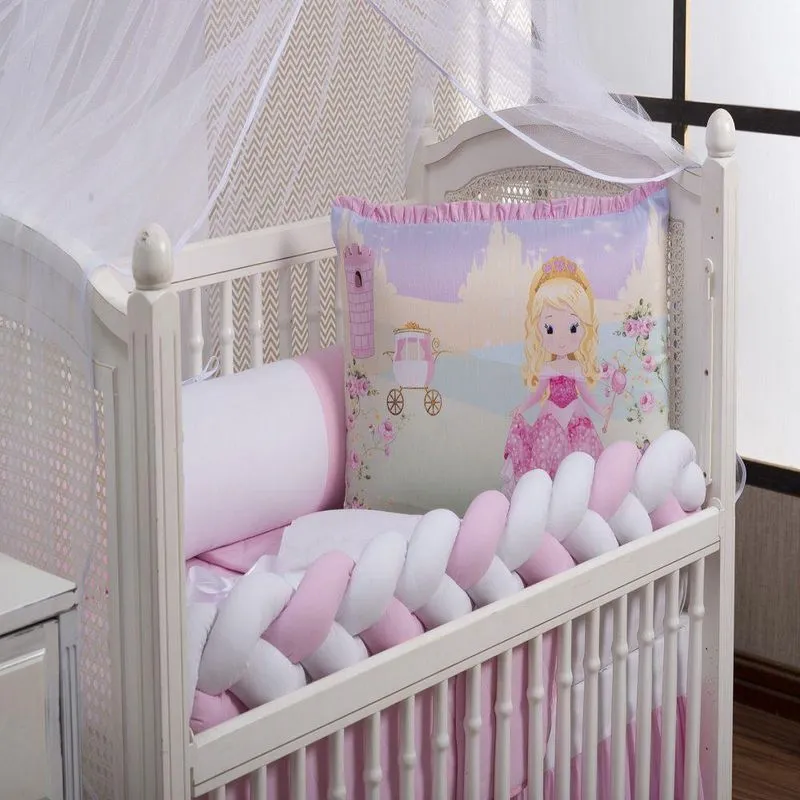 Kit De Berço Protetor De Berço Sublimado Trança Princesa