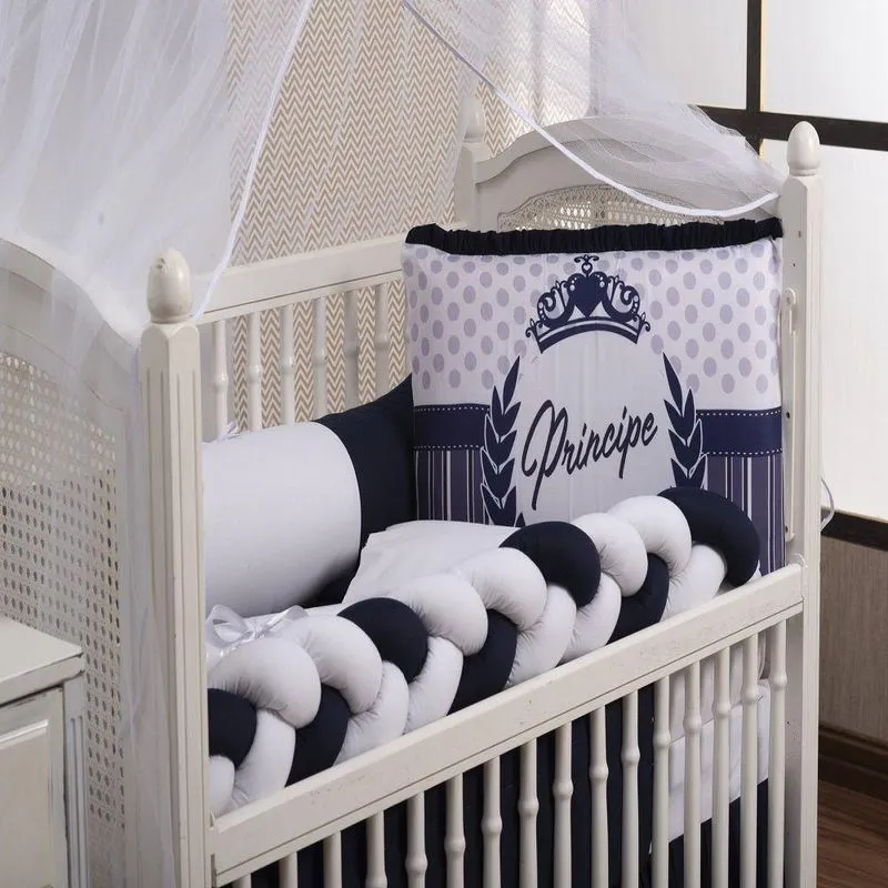 Kit De Berço Protetor De Berço Sublimado Trança Principe