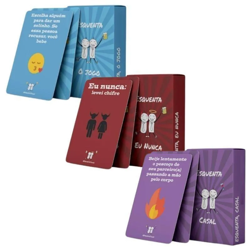 Kit 3 Jogos Adulto Esquenta O Jogo + Casal + Eu Nunca