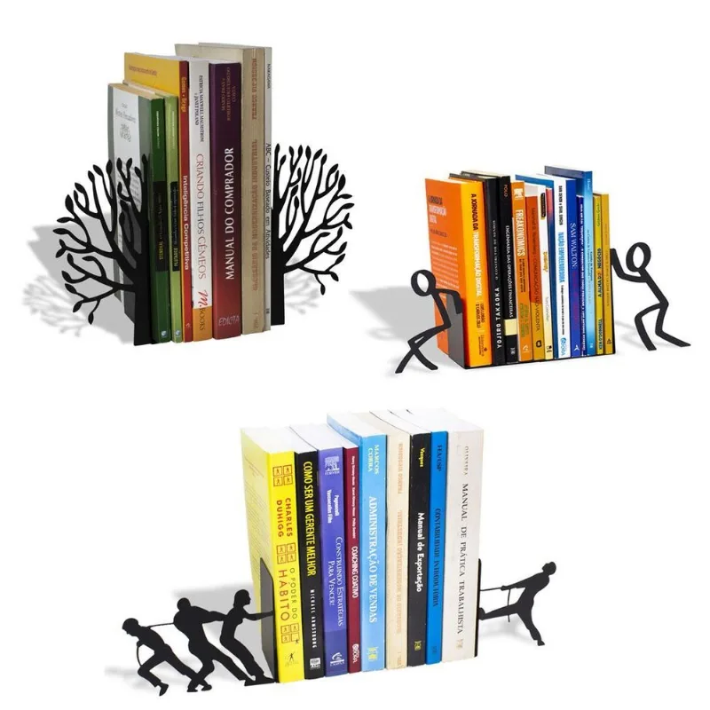Kit 3 Porta Livros - Toni + Árvore Em Aço + Cabo De Guerra