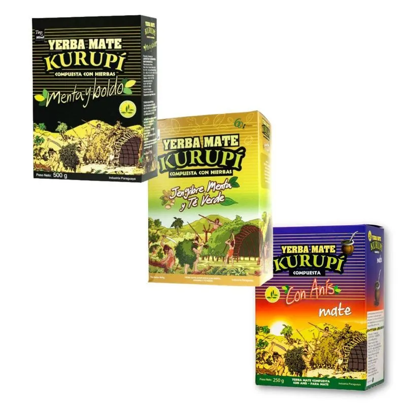 Kit 3 Erva Tereré Kurupi Menta Boldo + Anís + Gengibre