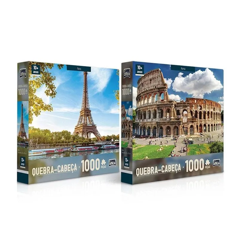 2 Quebra Cabeça Paris + Roma 1000 Peças Toyster