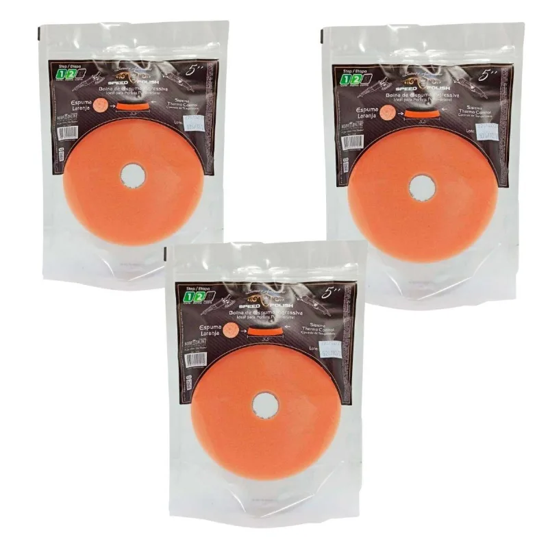 Kit 3 Boina Espuma Laranja Corte 5,5" Roto Orbital Nobrecar