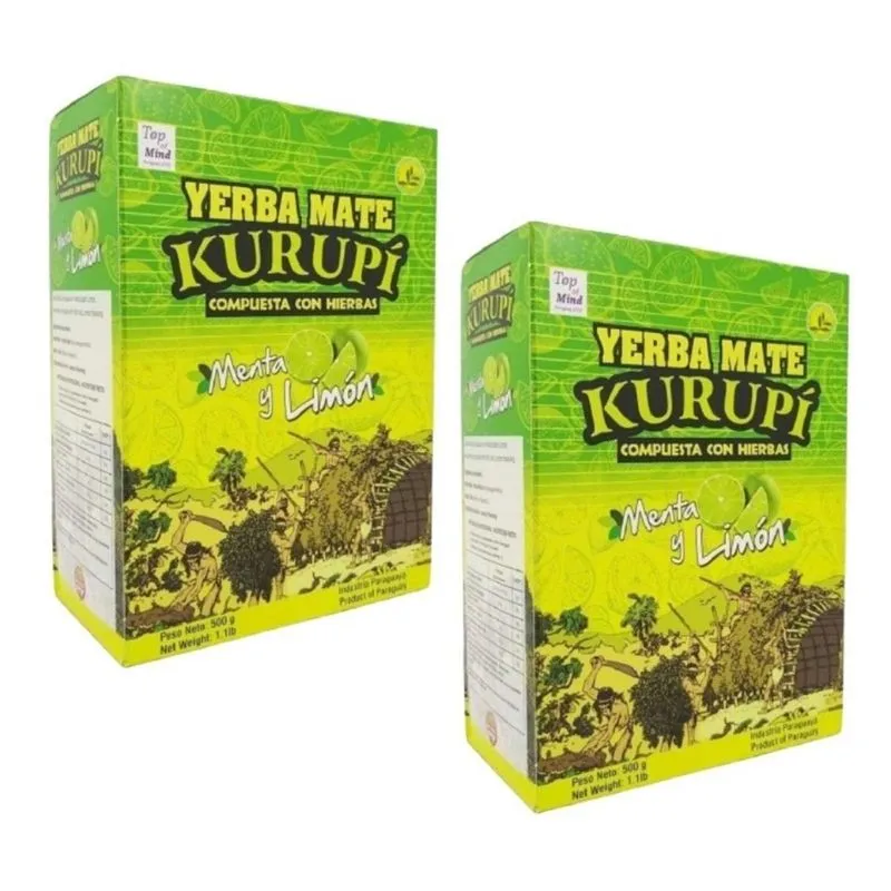 Kit 2 Unidades Erva-mate Tereré Menta E Limão Kurupi 500g