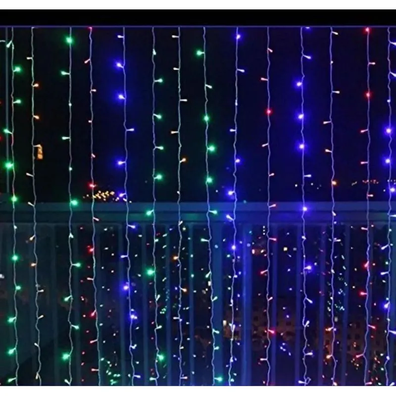 Cortina 6m Luz Led 320 Lampadas Pisca Natal Cor Led:colorido