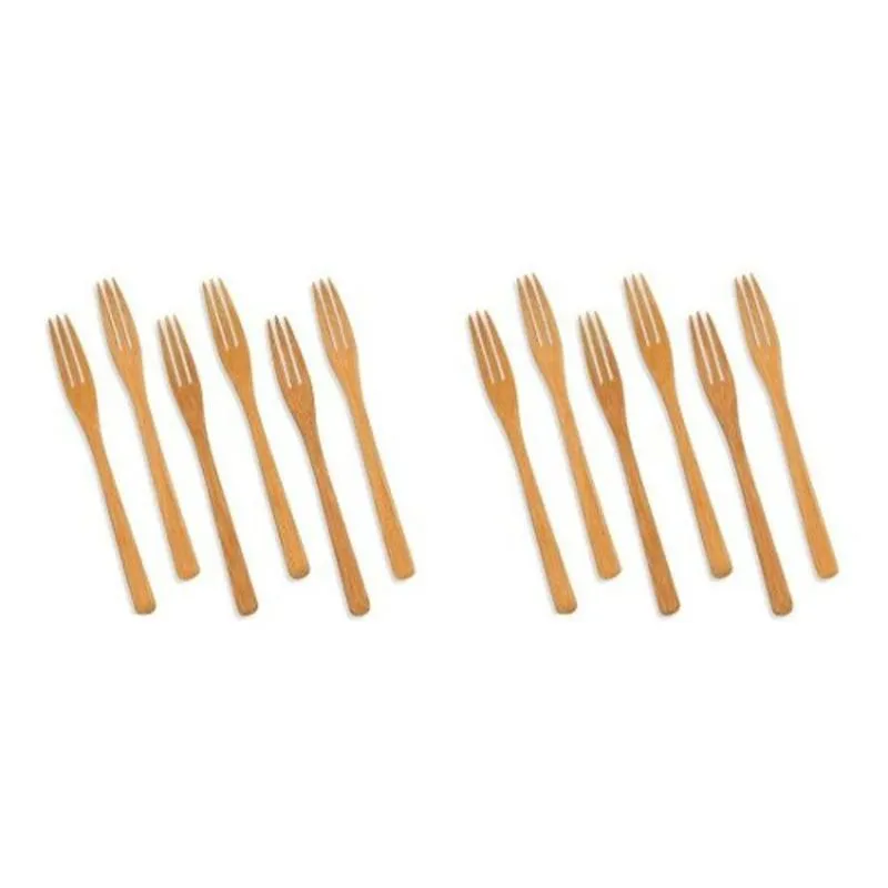 Kit 12 Garfinhos Mini Garfo Bambu Petisco Sobremesa Welf