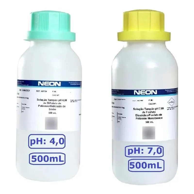 Solução Tampão Phmetro Calibração Ph 4 E 7 Fr 500 Ml Cada