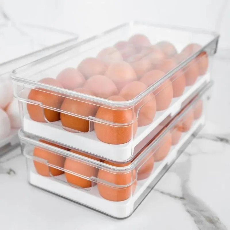 3x Organizador Porta Ovos 18un Com Tampa Geladeira Cozinha O
