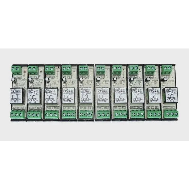 Kit 10 interface borne rele acoplador simples 24VDC/AC 15A painel automação contato reversível din