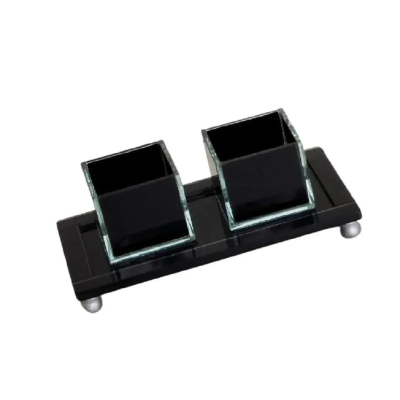 Kit Cachepô Com Bandeja Preta 20,5x11x2 Cm Kit Cachepô Com Bandeja Preta 20,5x11x2 Cm