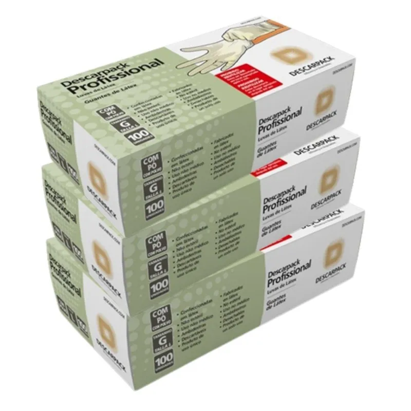 Luva De Latex Profissional Descarpack 3cx 100 Un - G