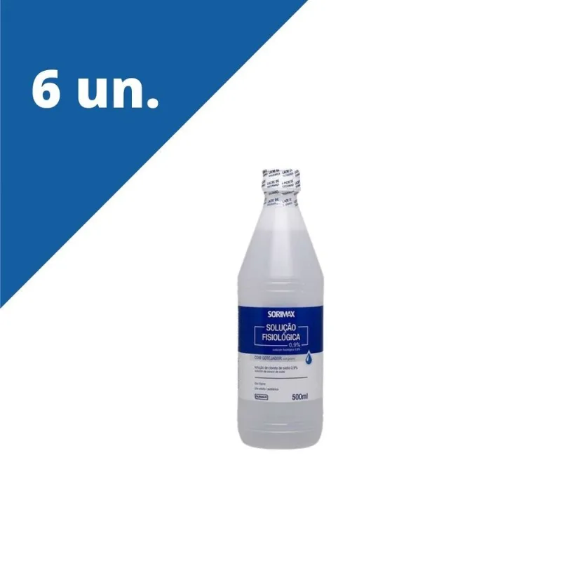 Soro Fisiologico 500ML FARMAX c/tampa com 6 unidades