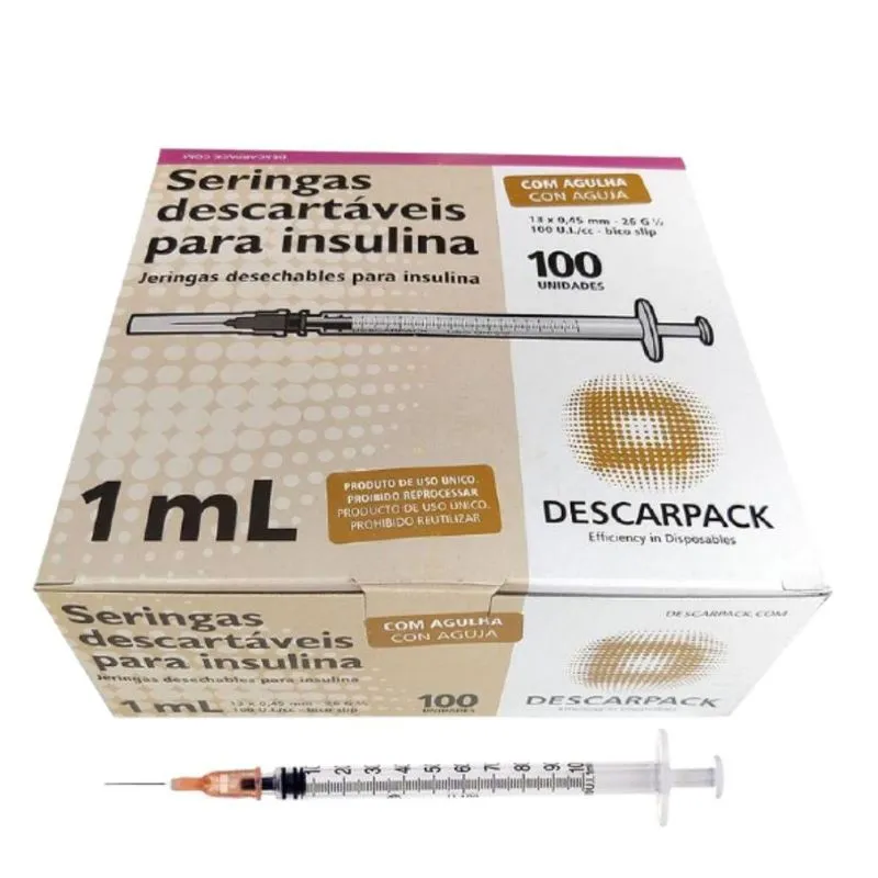 Seringa Insulina 1ml C/agulha 13x0,45 Descarpack C/100