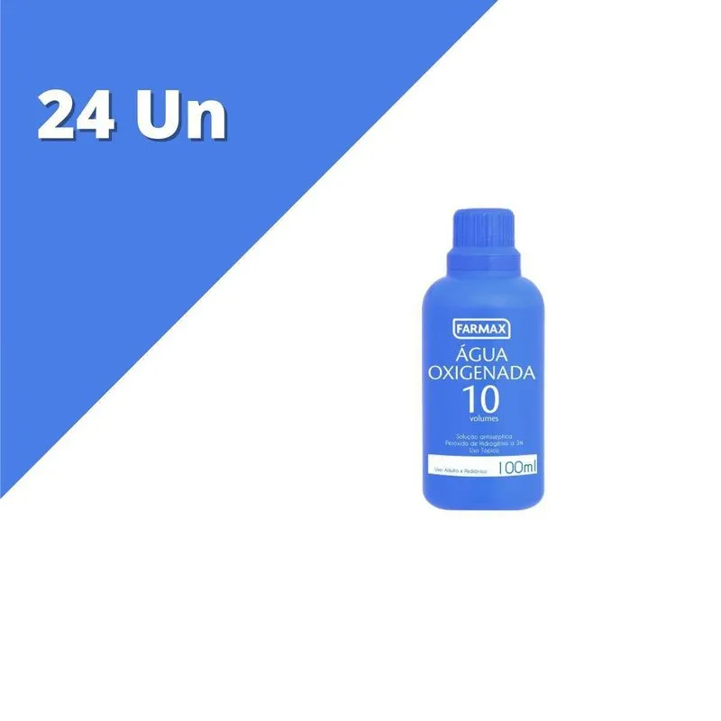 Agua Oxigenada 10vl 100ml Farmax Kit Com 24 Uni