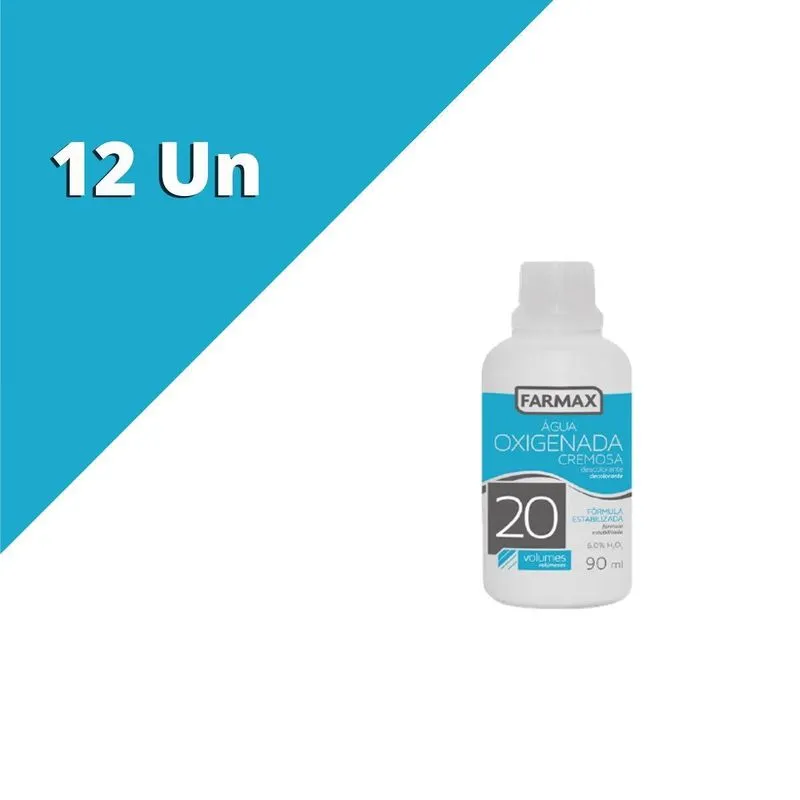 Agua Oxigenada 20vl 90ml Farmax Kit C/12 Unidades